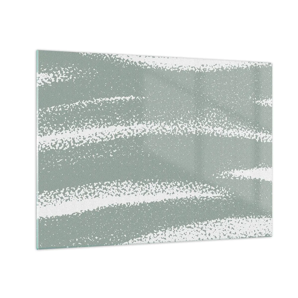 Glasbild - Bild auf glas - Weiße Streifen auf kühlem Grün - 70x50cm - Abstraktion im Winterklima - Moderne Wanddekoration für Wohnzimmer und Schlafzimmer ARTTOR