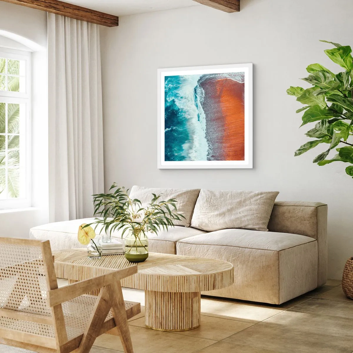 Poster in einem weißen Rahmen - Berührung des Ozeans - 30x30 cm