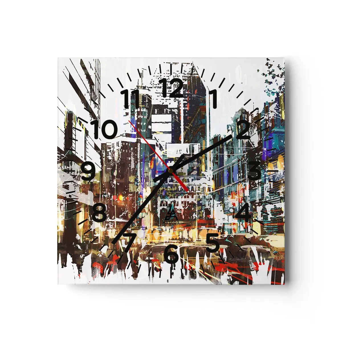 Wanduhr - Glasuhr - Eine schillernde Stadt - 30x30 cm