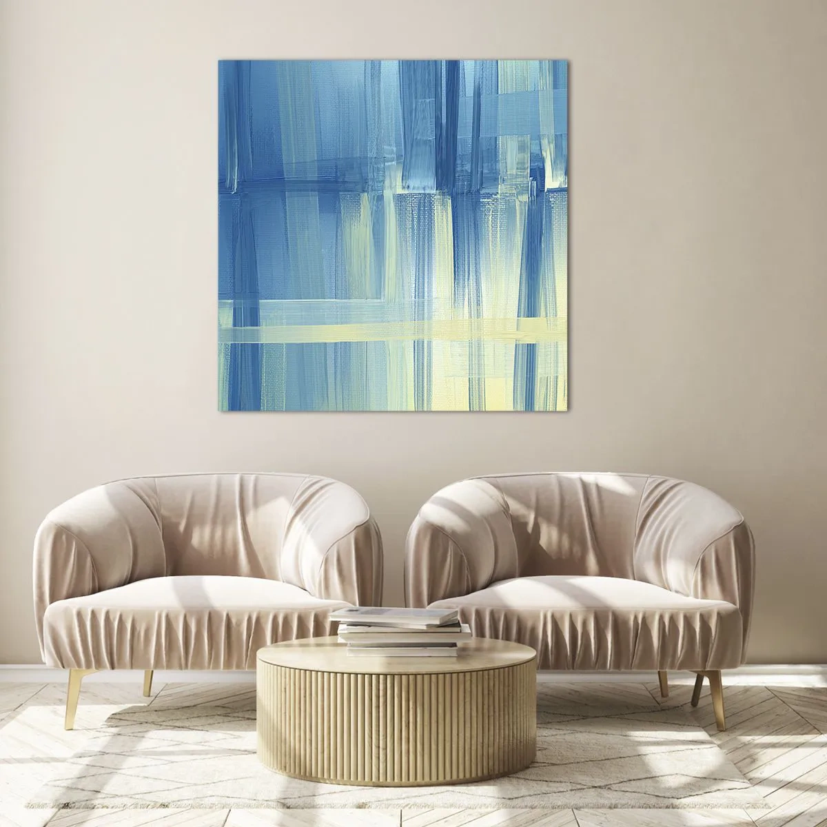 Glasbild - Bild auf glas - Komposition in Türkis - 40x40 cm