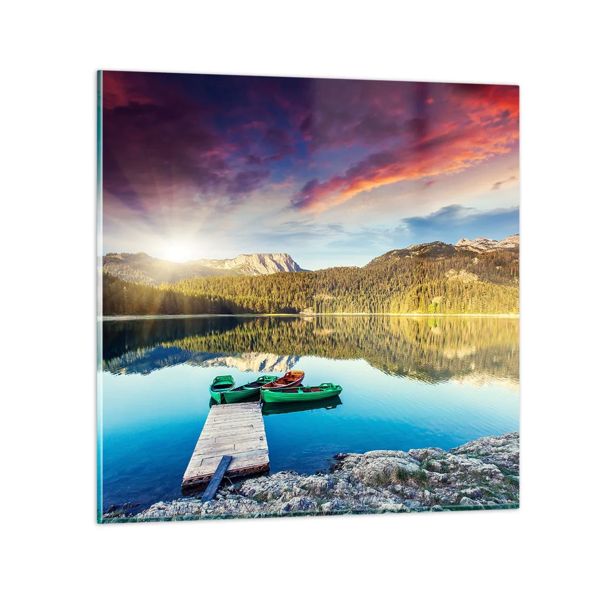 Glasbild - Bild auf glas - Glatt wie ein Spiegel über dem Wasser - 50x50 cm