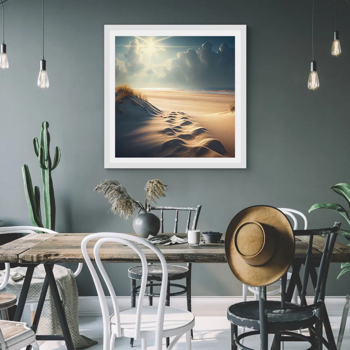 Poster in einem weißen Rahmen - Beruhigende Landschaft - 50x50 cm