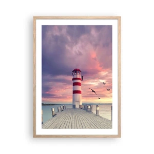 Poster in einem Rahmen aus heller Eiche - Es ist Zeit zum Hafen zu gehen - 50x70 cm