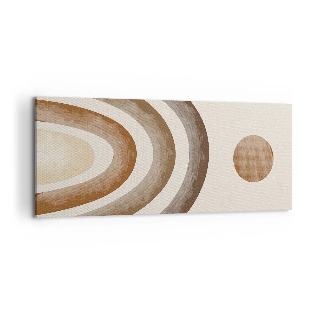 Bild auf Leinwand - Leinwandbild - Geometrisches Planetenmotiv in Brauntönen - 120x50cm - In einer weit entfernten Galaxie - Moderne Wanddekoration für Wohnzimmer und Schlafzimmer ARTTOR