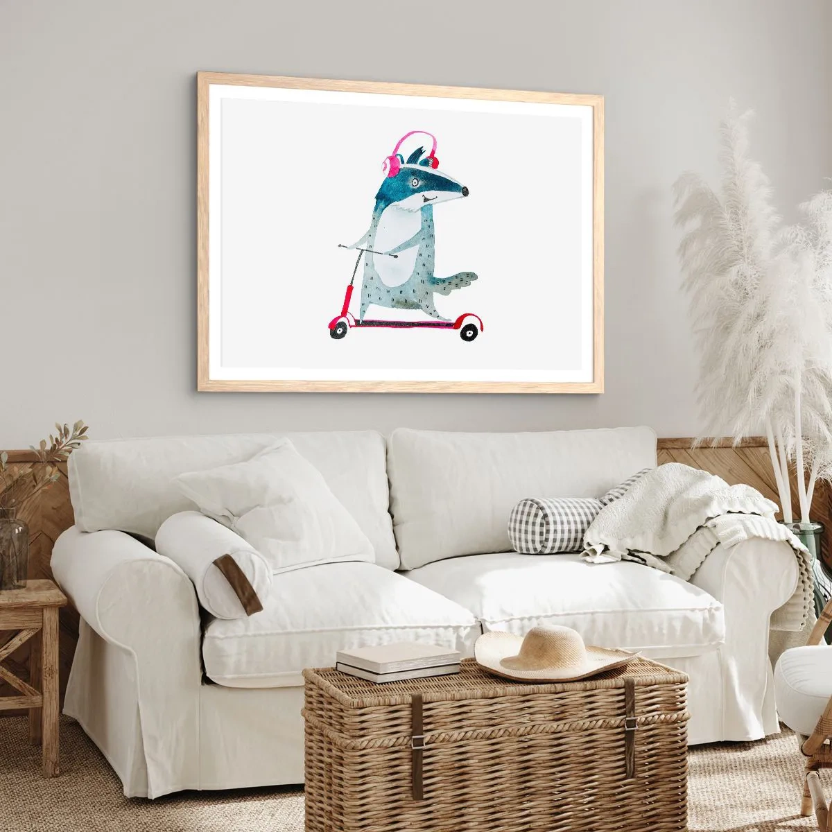 Poster in einem Rahmen aus heller Eiche - Dachsfreude - 100x70 cm