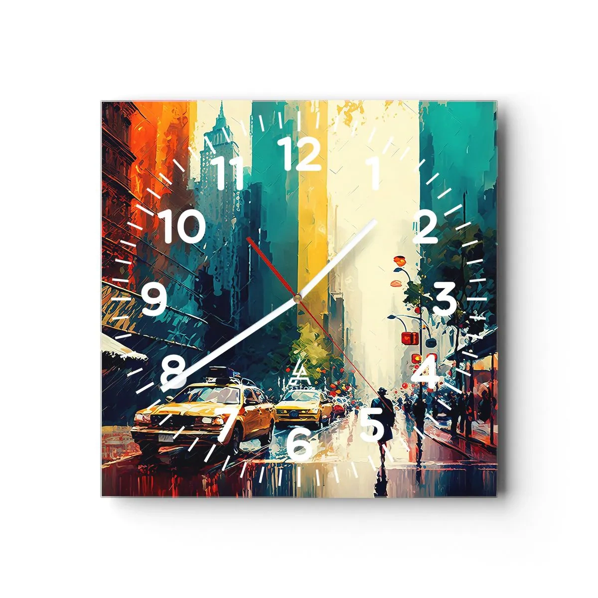 Wanduhr - Glasuhr - New York – selbst der Regen ist hier bunt - 30x30 cm