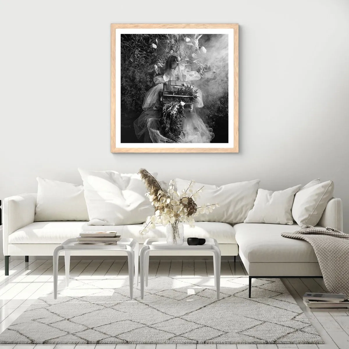 Poster in einem Rahmen aus heller Eiche - Mutter selbst - Natur - 30x30 cm