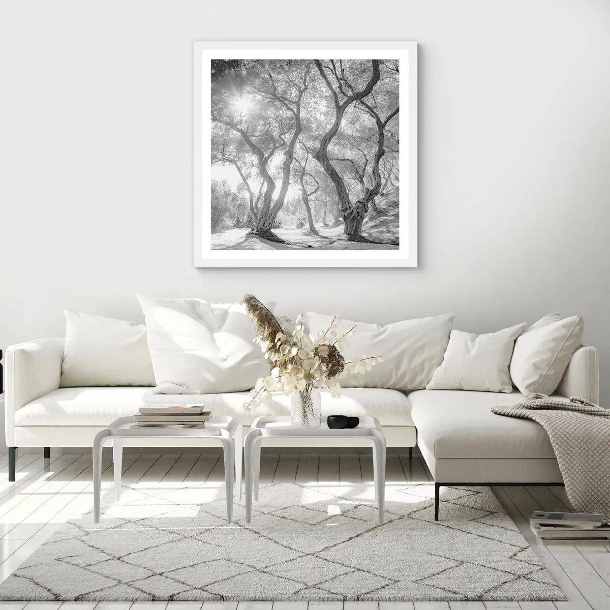 Poster in einem weißen Rahmen - Im Olivenhain - 40x40 cm