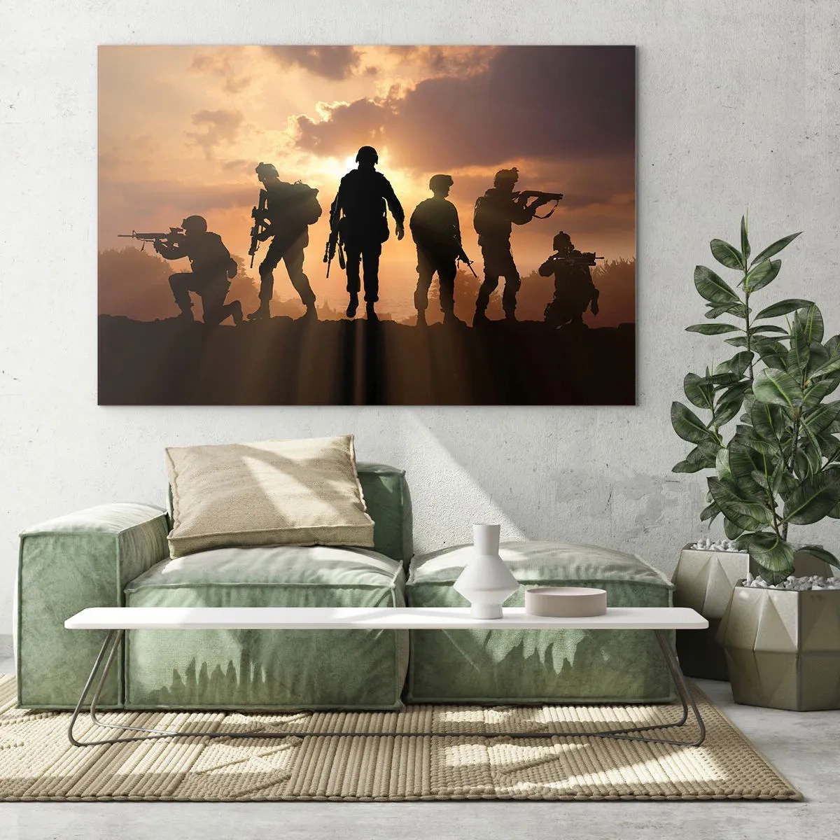 Glasbild - Bild auf glas - Waffenbrüder - 70x50cm - Waffenbrüder - Moderne Wanddekoration für Wohnzimmer und Schlafzimmer ARTTOR