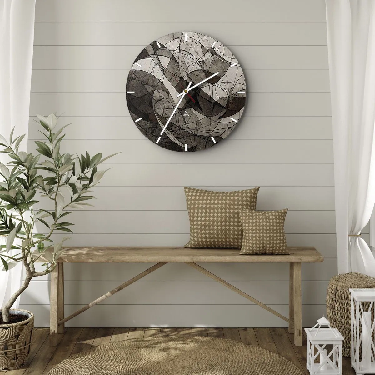 Wanduhr - Glasuhr - Zirkulation von Erdfarben - 30x30 cm