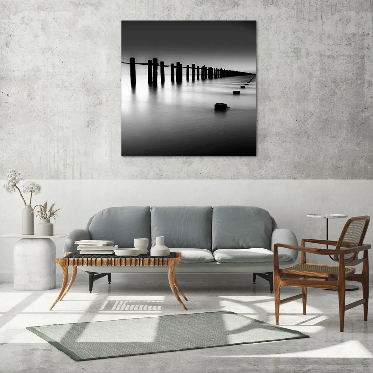 Glasbild - Bild auf glas - Graue Distanz im Nebel - 70x70 cm