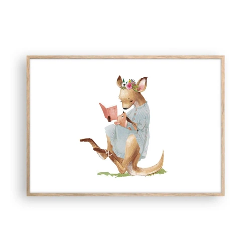 Poster in einem Rahmen aus heller Eiche - Lies mir vor Mama - 100x70 cm