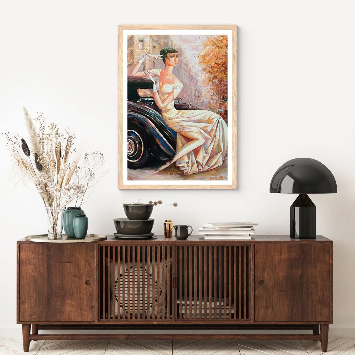 Poster in einem Rahmen aus heller Eiche - Eleganz im Retro-Stil - 70x100 cm
