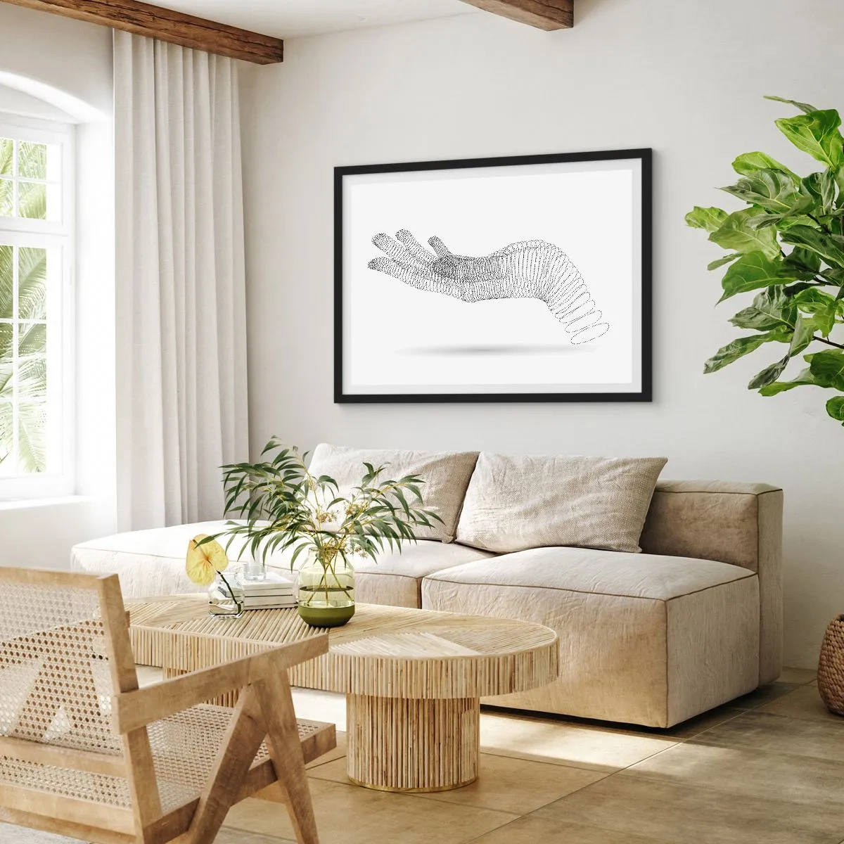 Poster in einem schwarzem Rahmen - Federnde Hand - 91x61 cm