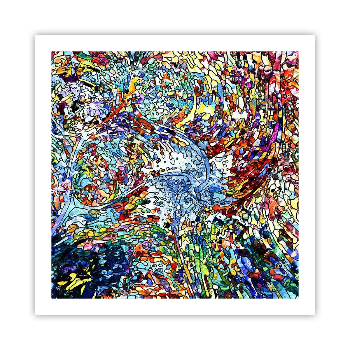 Poster - Glasmalerei Wassertropfen - 60x60 cm