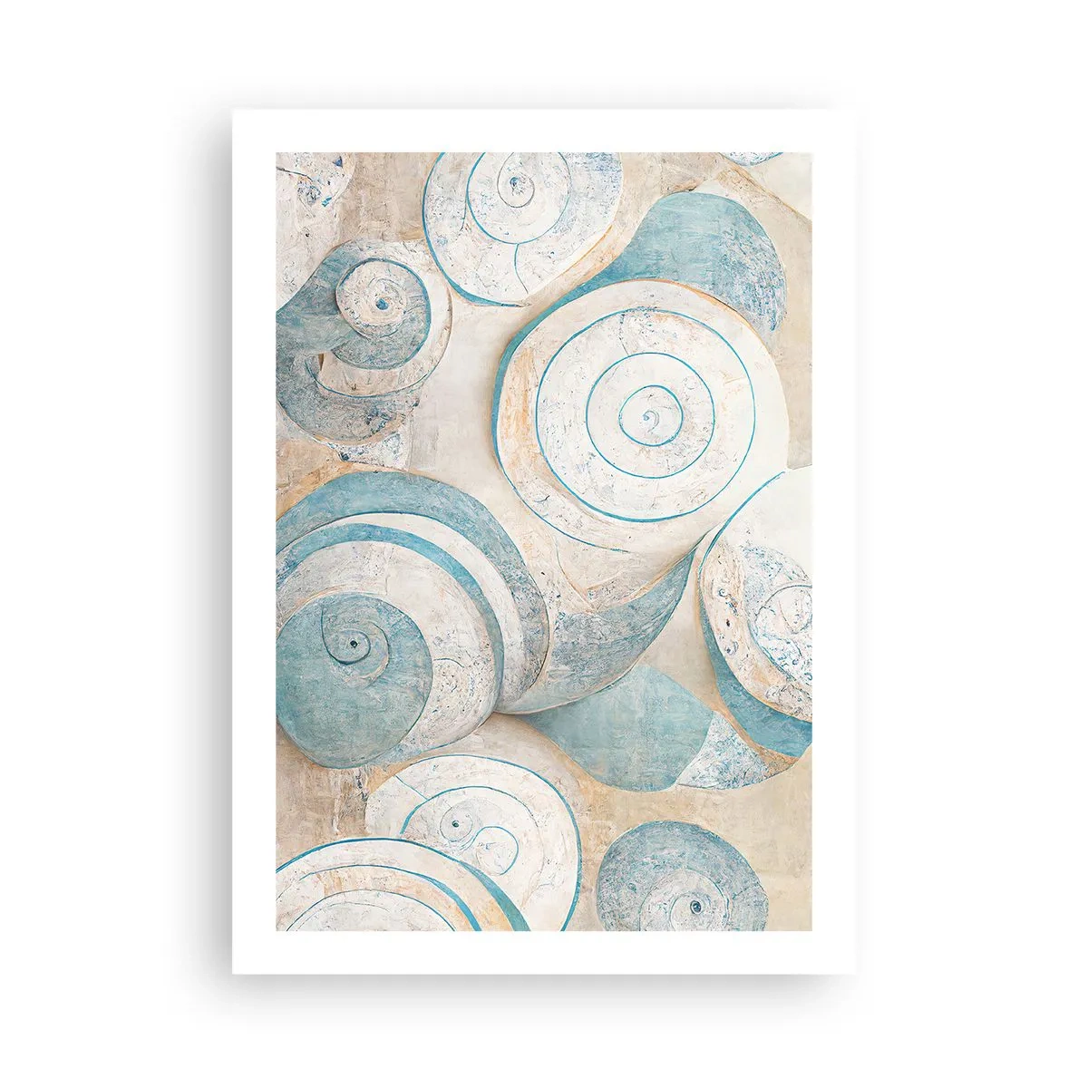 Poster - Abstrakte Spiralen in Blau- und Beigetönen - 50x70cm - Was verbirgt sich in der Muschel? - Moderne Wanddekoration für Wohnzimmer und Schlafzimmer ARTTOR