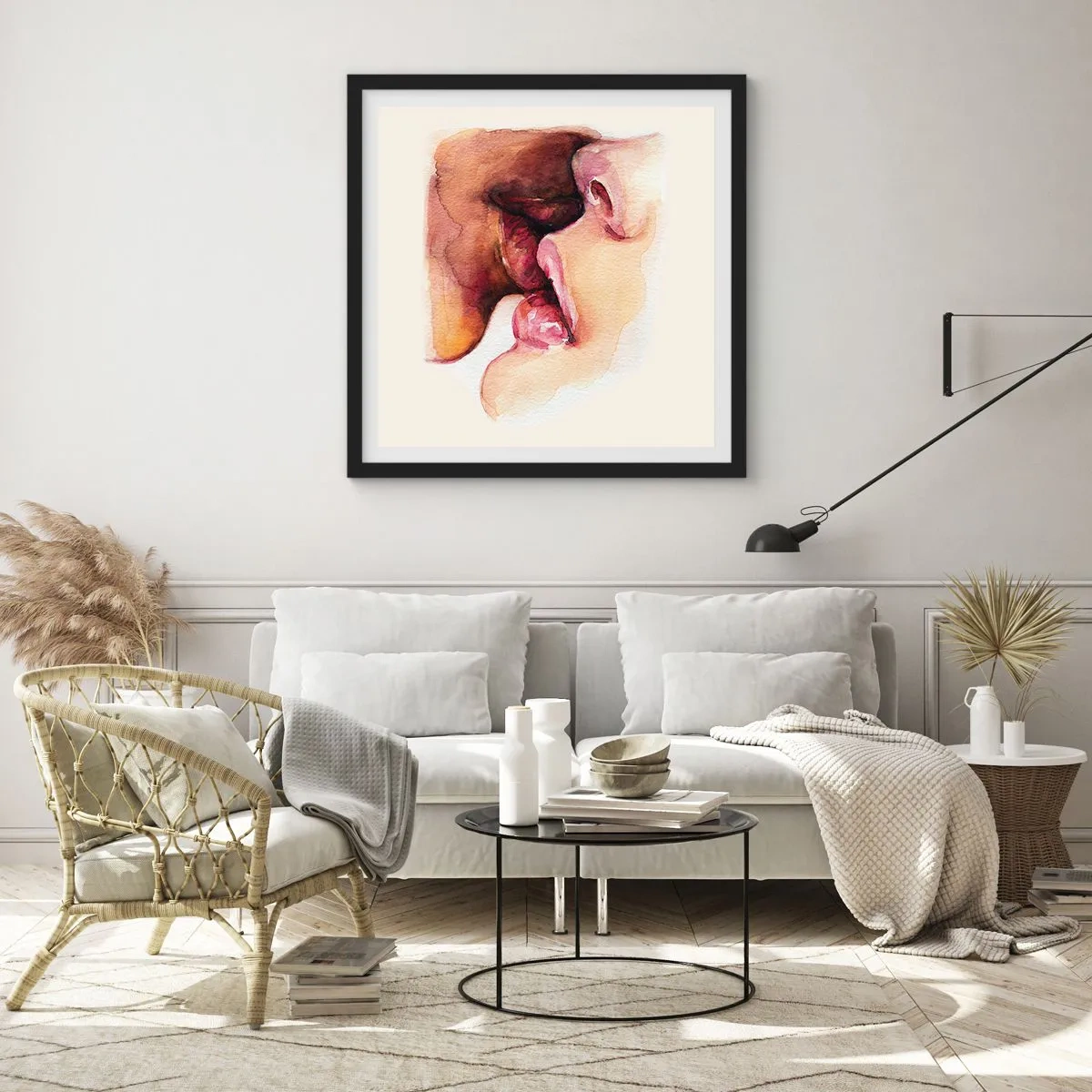 Poster in einem schwarzem Rahmen - Wie Tag und Nacht, Erde und Himmel - 60x60 cm