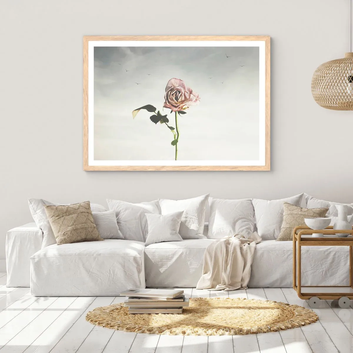 Poster in einem Rahmen aus heller Eiche - Begrüßung des Frühlings - 50x40 cm