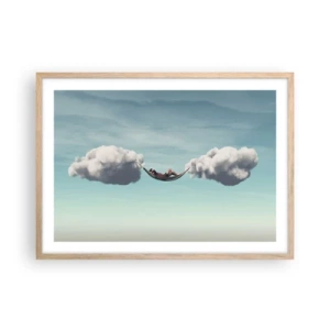 Poster in einem Rahmen aus heller Eiche - Die Behaglichkeit des Augenblicks - 70x50 cm