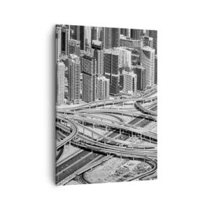 Bild auf Leinwand - Leinwandbild - Dubai aus der Vogelperspektive - 50x70cm - Dubai - die unmögliche Stadt - Moderne Wanddekoration für Wohnzimmer und Schlafzimmer ARTTOR