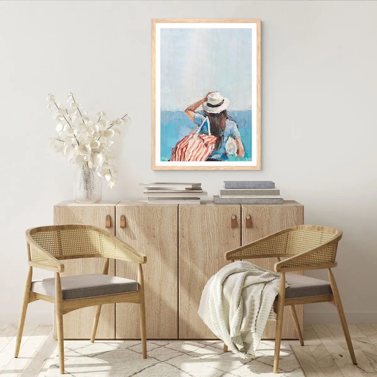 Poster in einem Rahmen aus heller Eiche - Willkommen in den Sommerferien - 70x100 cm