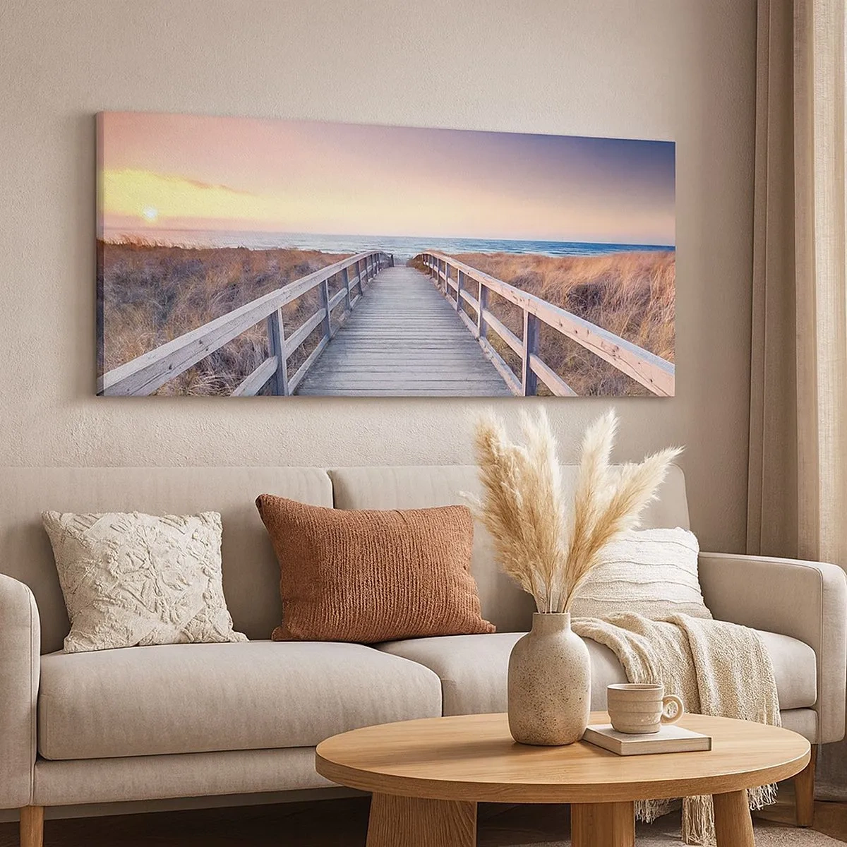 Bild auf Leinwand - Leinwandbild - Baltische Abend-Aurora - 100x40 cm