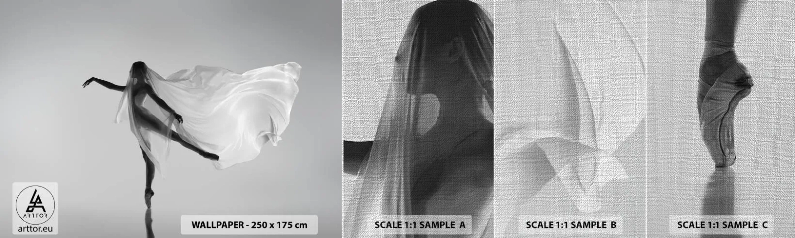 Fototapeten Muster Premium Canvas - Leichtigkeit und Anmut - Frau, Tanzen, Modell - 100x30 cm