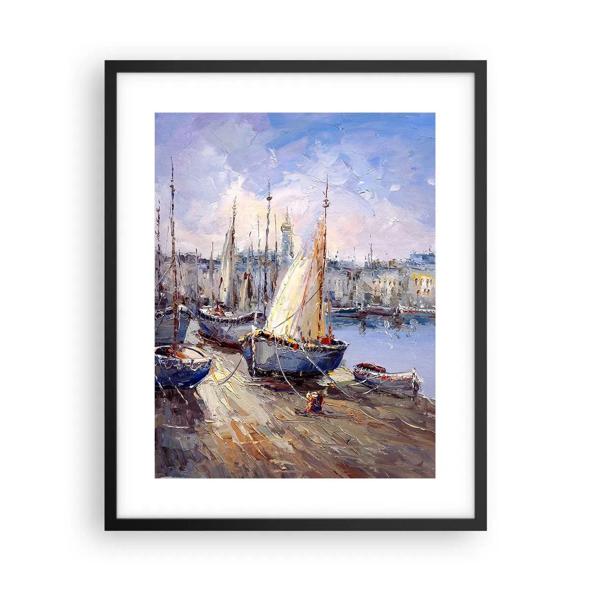 Poster in einem schwarzem Rahmen - Stadt an der Bucht - 40x50 cm