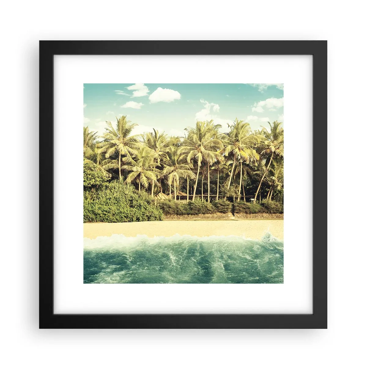 Poster in einem schwarzem Rahmen - Wie wäre es hier? - 30x30 cm