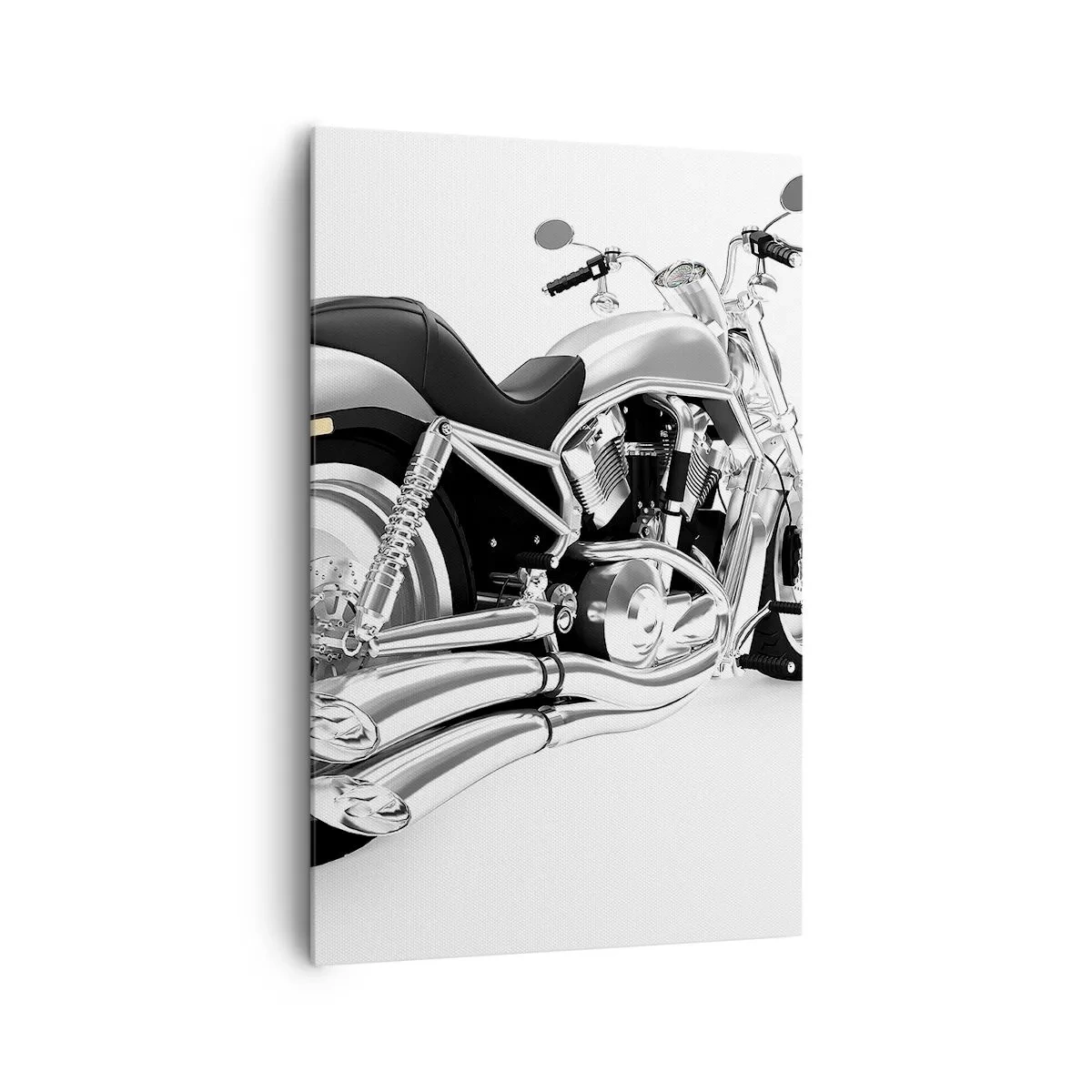 Bild auf Leinwand - Leinwandbild - Chrom Motorrad auf weißem Hintergrund - 80x120cm - Ein Sammlertraum - Moderne Wanddekoration für Wohnzimmer und Schlafzimmer ARTTOR