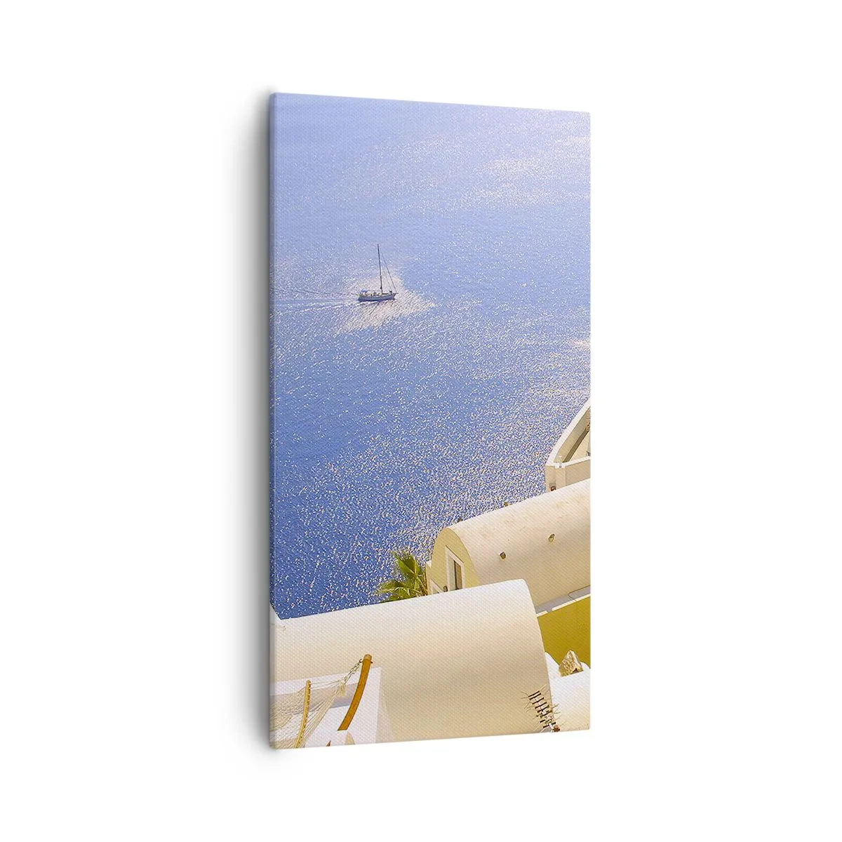 Bild auf Leinwand - Leinwandbild - Griechische Landschaft in Weiß und Blau - 55x100 cm