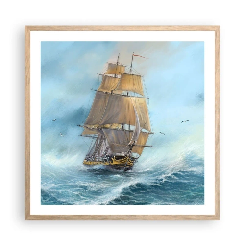 Poster in einem Rahmen aus heller Eiche - Über die Wellen gleiten - 60x60 cm