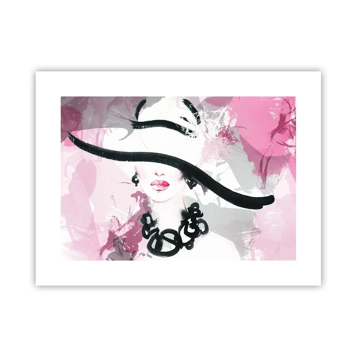 Poster - Bildnis einer Dame in Schwarz und Pink - 40x30 cm