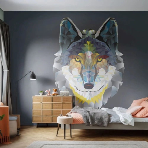 Maßgeschneiderte Fototapete Premium Sand - Vom Teufel sprechen - Abstraktion, Wolf, Tiere