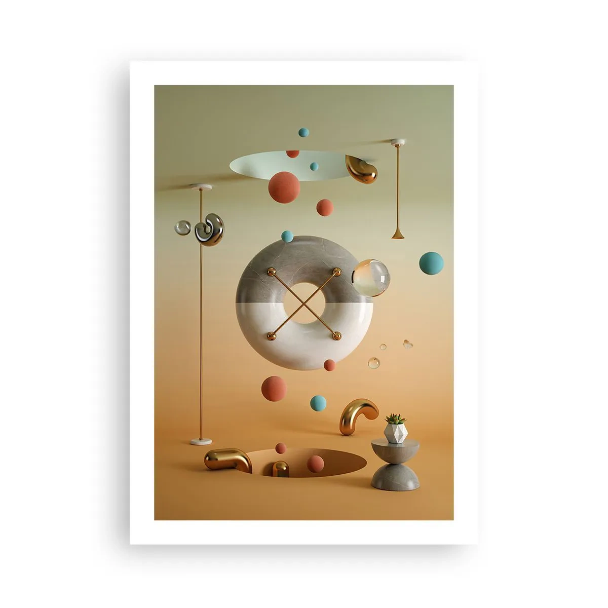 Poster - Eine abstrakte Komposition aus geometrischen Formen in warmen Farben. - 50x70cm - Alles kann passieren - Moderne Wanddekoration für Wohnzimmer und Schlafzimmer ARTTOR