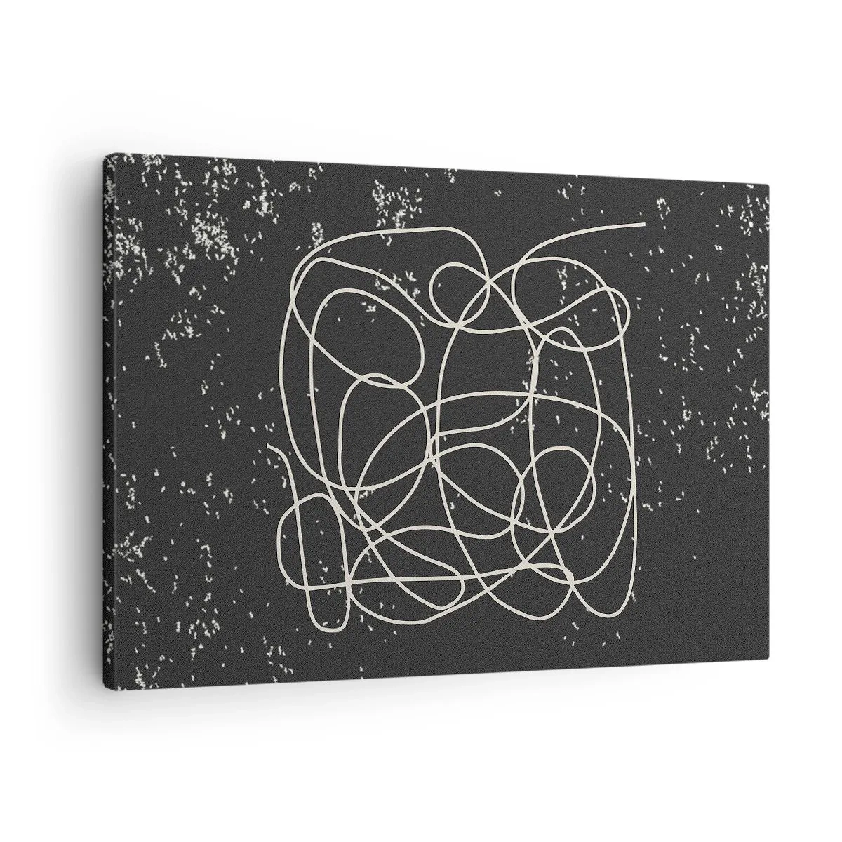 Bild auf Leinwand - Leinwandbild - Abstrakte Linie auf schwarzem Hintergrund mit feinen Details - 70x50cm - Wandernde, umherschweifende Gedanken - Moderne Wanddekoration für Wohnzimmer und Schlafzimmer ARTTOR