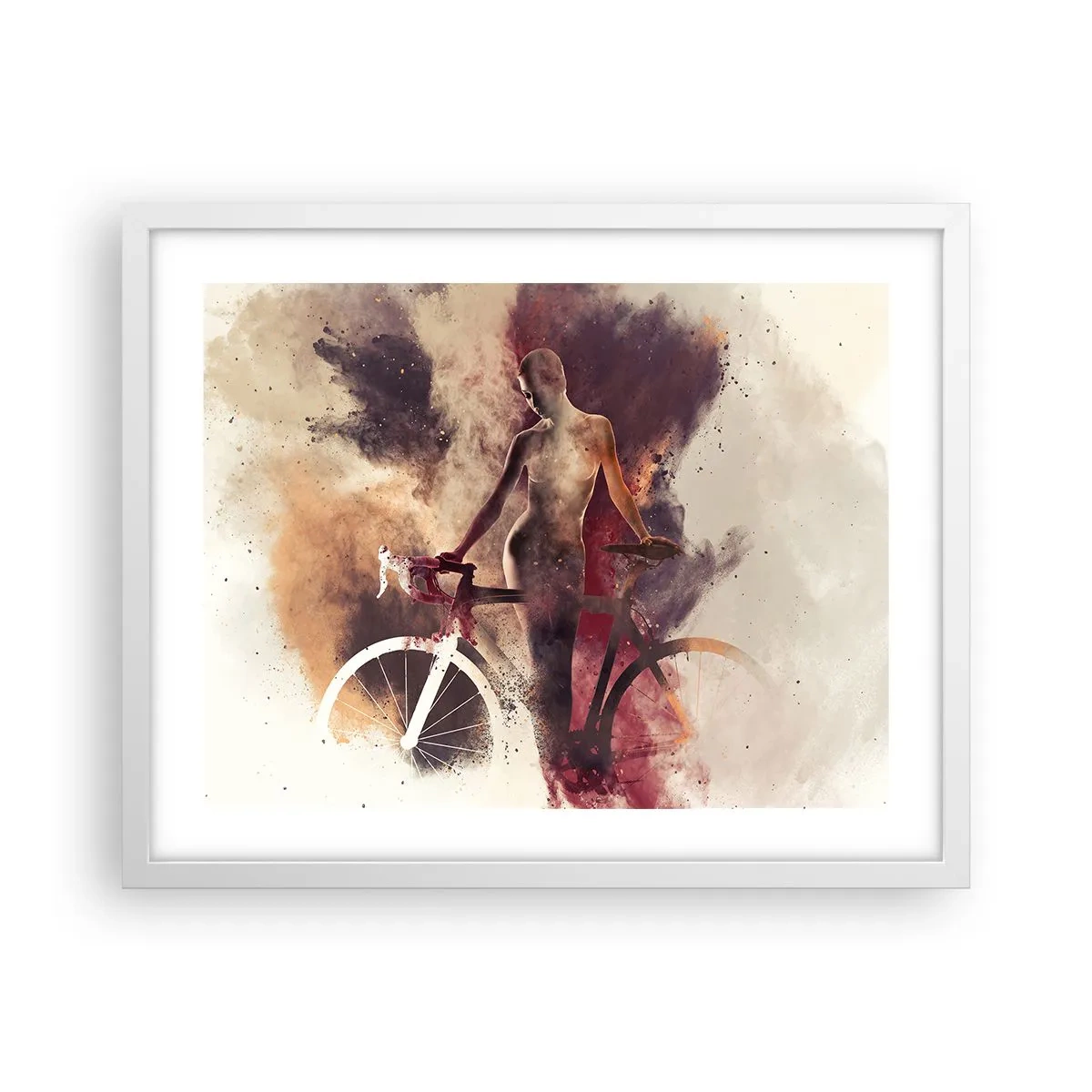 Poster in einem weißen Rahmen - Eine Fahrradseele in Marmorformen - 50x40 cm