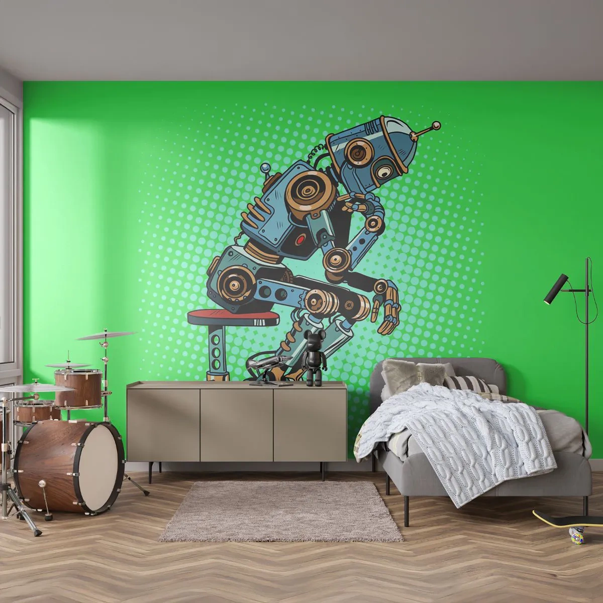 Fototapete Premium Sand - Über der Essenz des Seins - Abstraktion, Intelligenter Roboter, Für Kinder - 350x256 cm