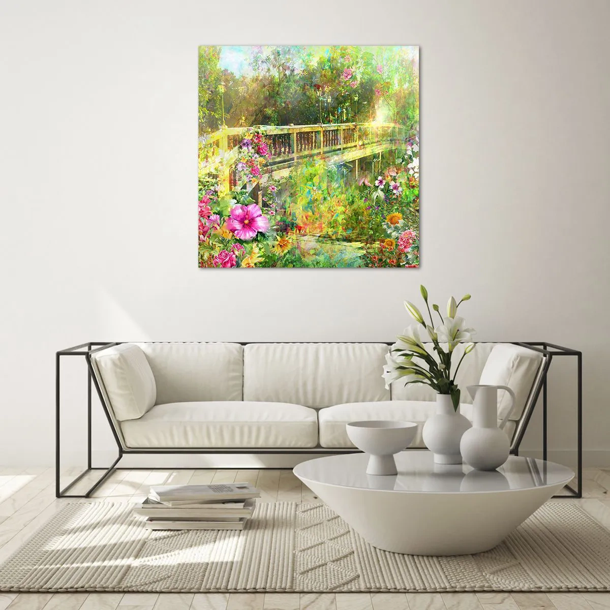 Glasbild - Bild auf glas - Eine Brücke aus Frühlingsseufzern - 50x50 cm