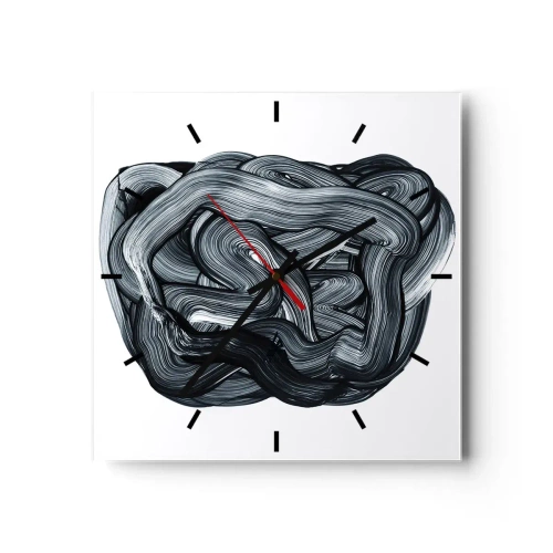 Wanduhr - Glasuhr - Abstrakte Komposition in Grautönen - 30x30cm - Es ist nicht so einfach - Moderne Wanddekoration für Wohnzimmer und Schlafzimmer ARTTOR