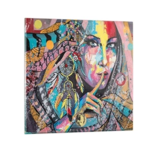 Glasbild - Bild auf glas - Sei still, bis du verstehst - 70x70 cm