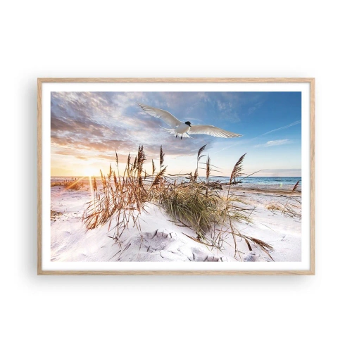 Poster in einem Rahmen aus heller Eiche - Wind vom Meer - 100x70 cm