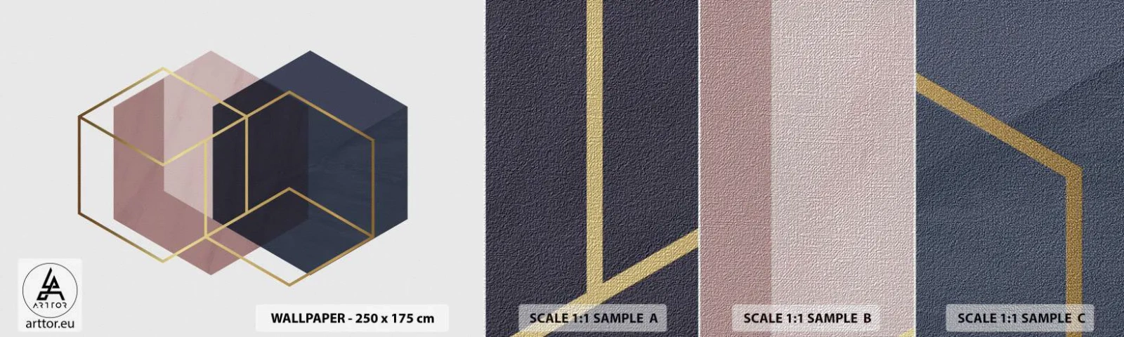 Fototapeten Muster Premium Canvas - Die Kraft der Einfachheit - Abstraktion, Stück, Hexagen - 100x30 cm