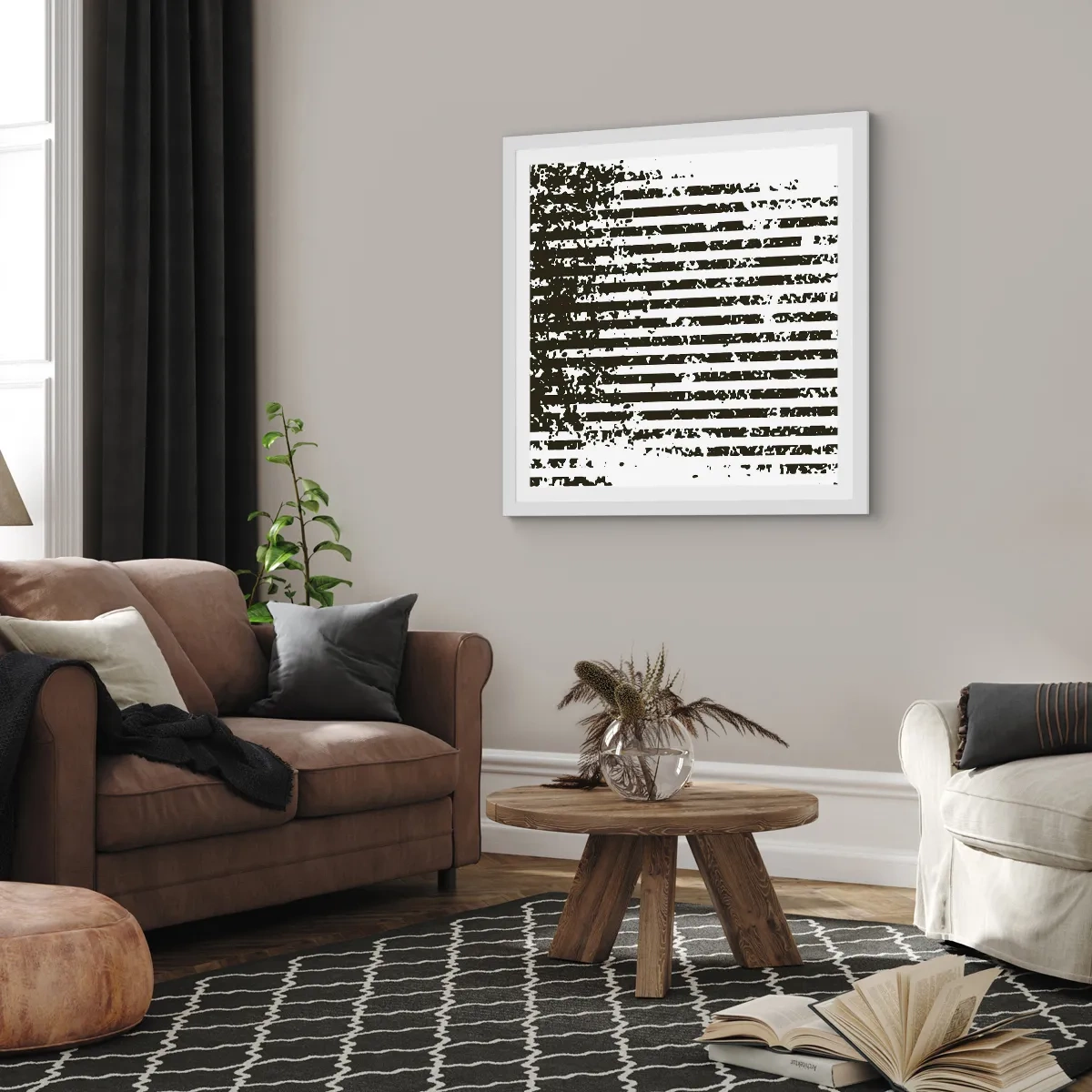 Poster in einem weißen Rahmen - Rhythmus und Rauschen - 40x40 cm