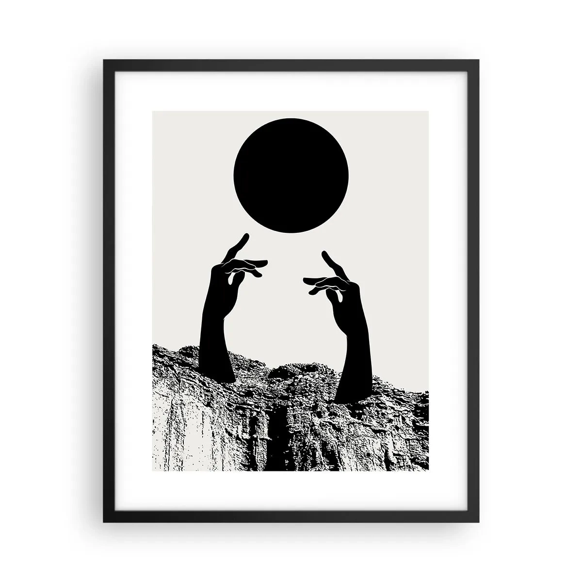 Poster in einem schwarzem Rahmen - Surrealistische Komposition: die Sonne und der Rest - 40x50 cm