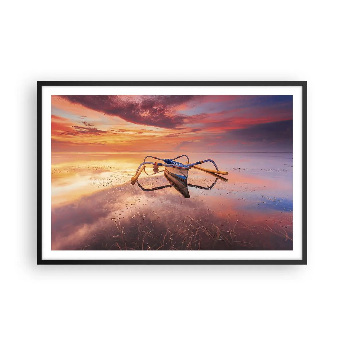 Poster in einem schwarzem Rahmen - Die Ruhe eines tropischen Abends - 91x61 cm