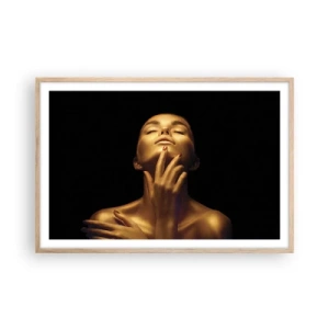 Poster in einem Rahmen aus heller Eiche - Wie goldene Seide - 91x61 cm