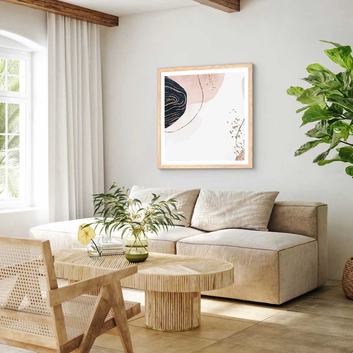 Poster in einem Rahmen aus heller Eiche - Alles fließt - 60x60 cm