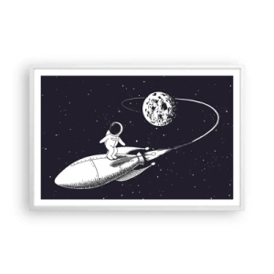 Poster in einem weißen Rahmen - Weltraumsurfer - 91x61 cm