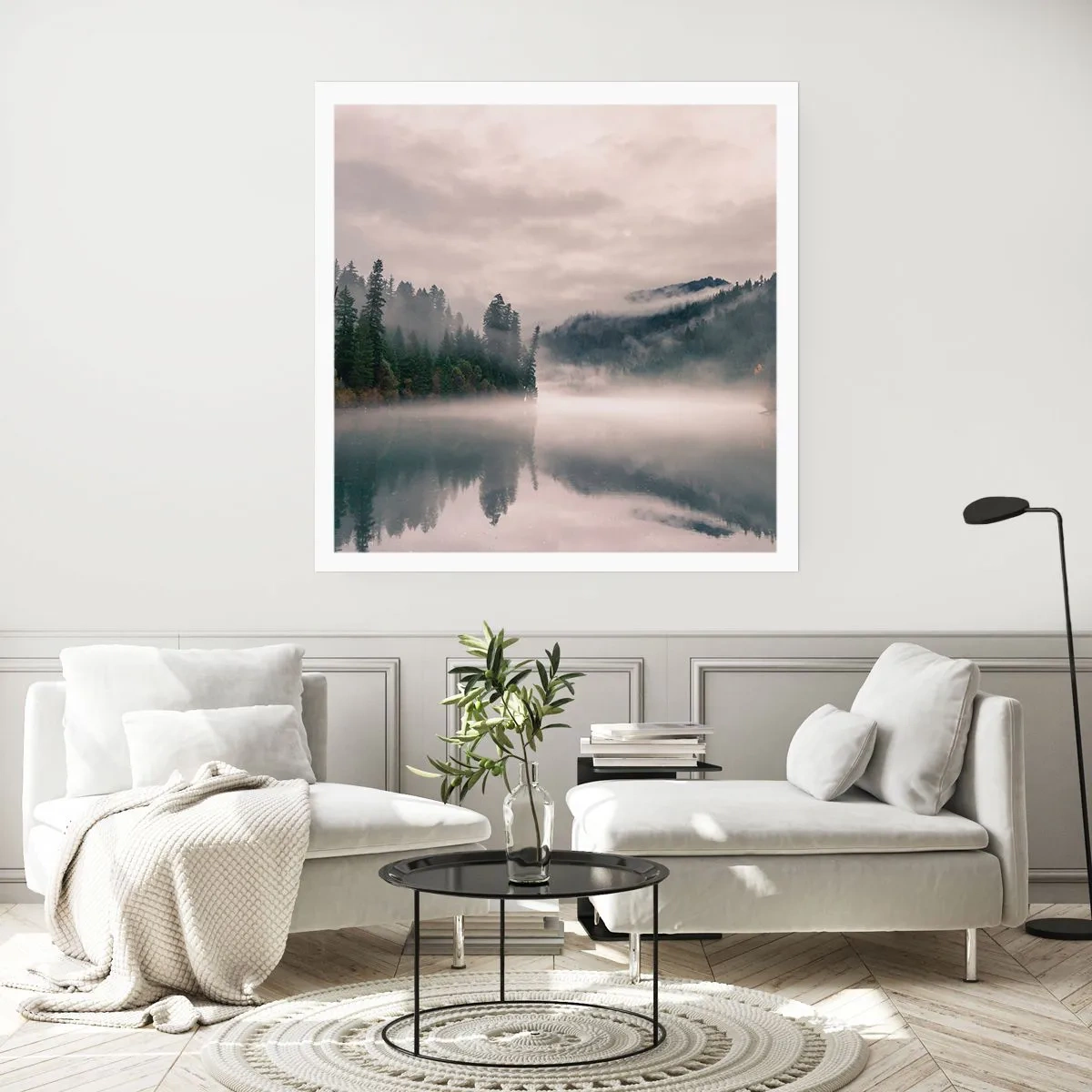 Poster - In Reflexion, im Nebel - 40x40 cm